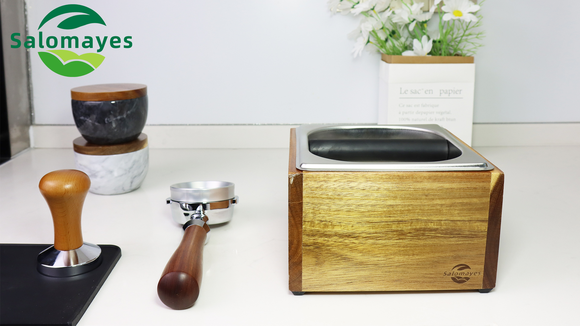 Amazon.com: Acacia Wood Espresso Knock Box, Large Capacity with